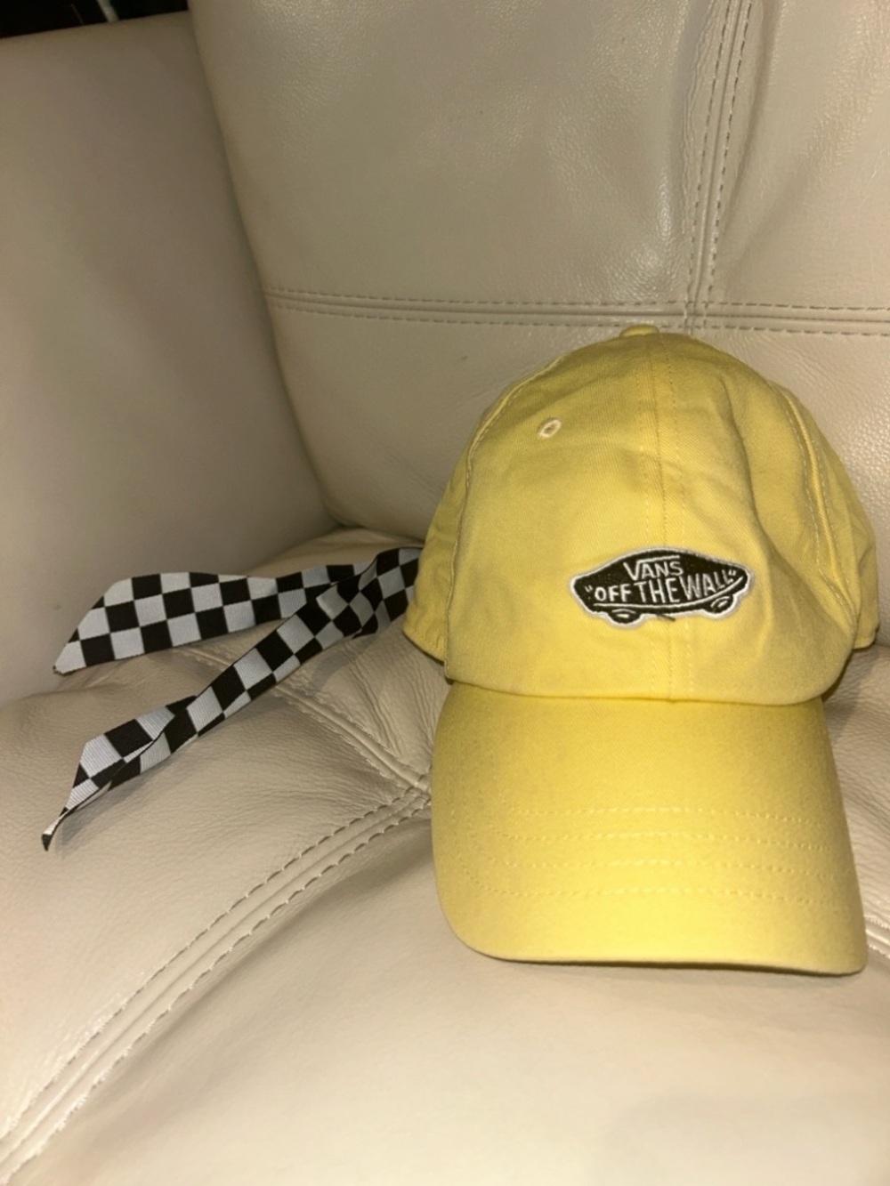 Vans Logo Yellow Bow Back Hat “Off the Wall” Checkboard Bow Cap OS Women's